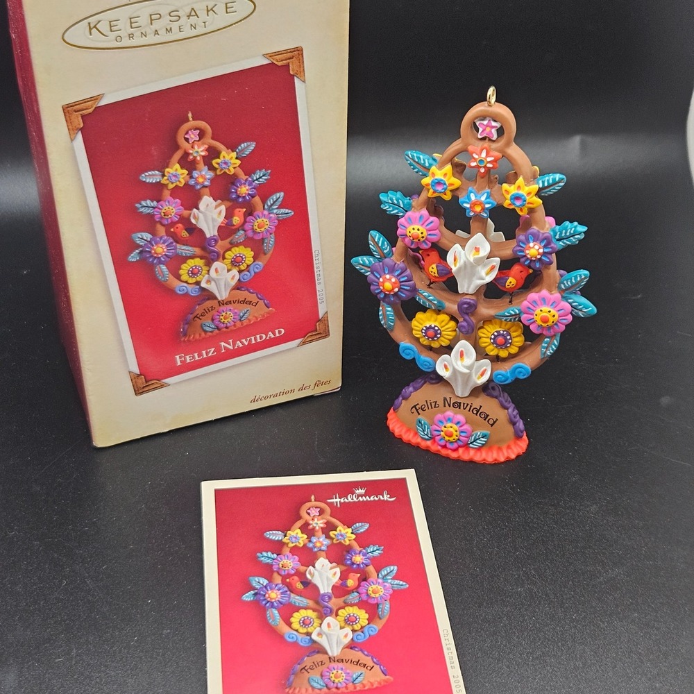 VTG Hallmark Keepsake Feliz Navidad Tree of Life Ornament 2005 Mexican Folk Art